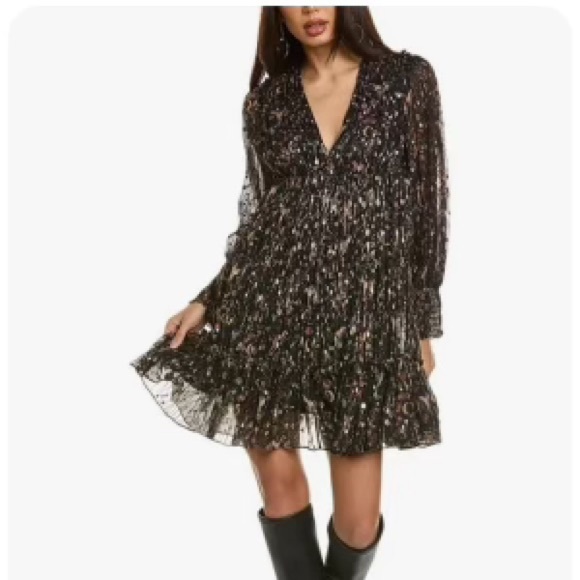 Sandro Elegant Black Floral Dress